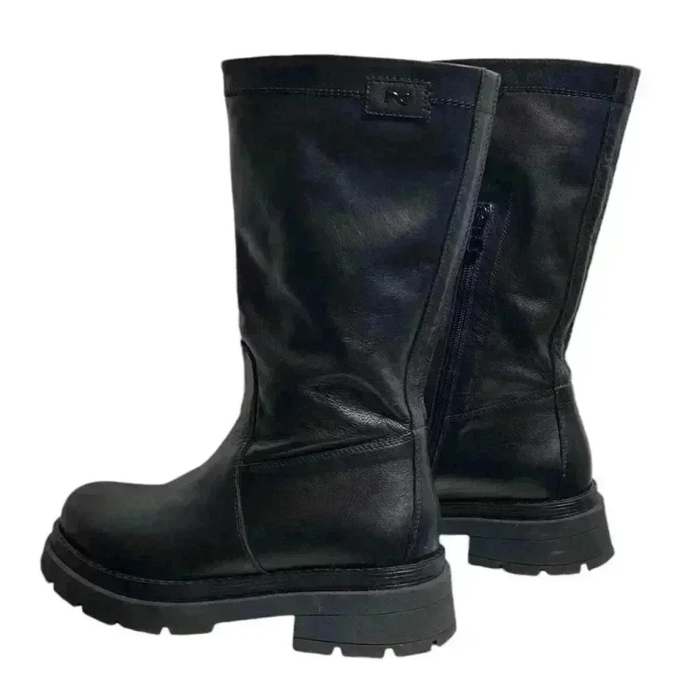 NERO GIARDINI Made in Italy Women's Leather Black Combat Boots Size 39 - Picture 4 of 12